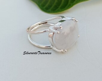 Handmade Boho Moonstone Ring: 925 Sterling Silver Gemstone Jewelry
