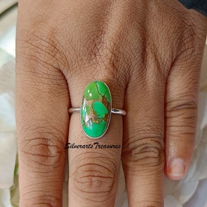 Green Coppper Turquoise Ring, 925 Sterling Silver, Copper Silver Ring, Handmade Ring, Boho Ring, Beautiful Ring, Women Gift, Gift For Hetr