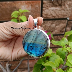 Blue Fire Labradorite Gemstone Pendant, Handmade Pendant, 925 Sterling Silver Pendant,Labradorite Jewelry Pendant, Gift For Her, Unique Gift