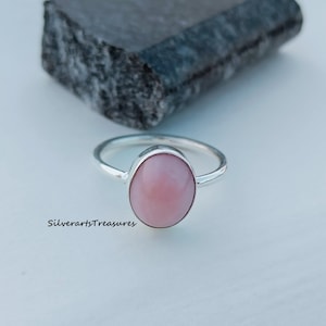 Pink Opal Ring, 925 Sterling Silver, Handmade Ring, Gemstone Ring, Natural Pink Opal Stone, Silver Band Ring, Designer Ring, Women Ring.