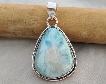 Larimar Pendant-Sterling Silver Pendant-Gemstone Pendant-Women Pendant-Wedding Pendant-Boho Pendant-Beautiful Pendant-Gift Item
