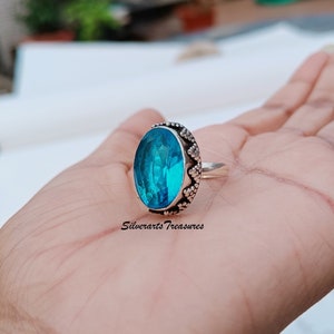 Blue Topaz Ring, Handmade Ring, 925 Sterling Silver, Gemstone Ring, Gift For Her, Beautiful Ring, Silver Ring, Stylish Ring, Tranding Ring.