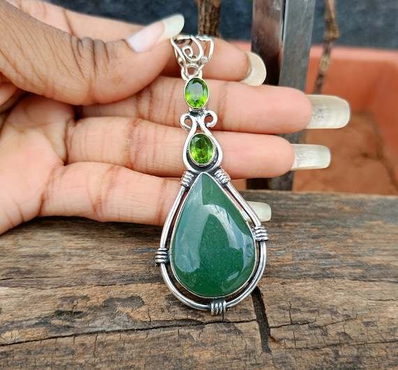 925シルバー グリーンストーン ネックレス 金属アレルギー対応 】 グリーンストーンネックレス サージカル