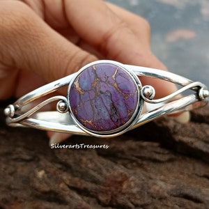 Handmade Purple Turquoise Sterling Silver Bangle: Gemstone Jewelry