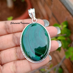 Malachite Pendant, 925 Silver Sterling, Beautiful Pendant, Gemstone Pendant, Women Pendant, Malachite Jewelry, Handmade Pendant.