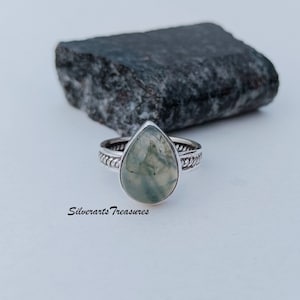 Prehnite Ring, 925 Sterling Silver Ring, Halloween Gift, Gemstone Ring, Designer Ring, Handmade Ring, Anniversary Gift, Prehnite Jewelry