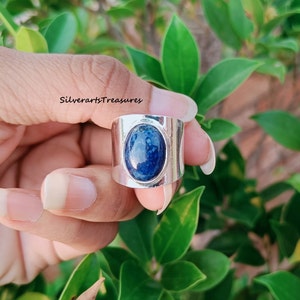Lapis Lazuli Gemstone Ring: Handmade 925 Sterling Silver Promise Ring