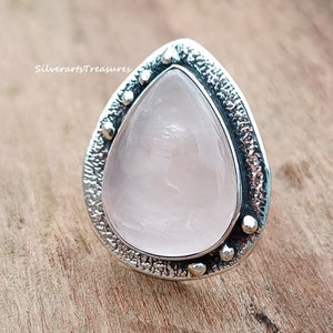 Rose Quartz Ring, 925 Sterling Silver, GemStone Ring, Designer Ring, Handmade Ring, Silver Ring,Women Jewelry,Valentine&#39;s Gift, Gift For Her
