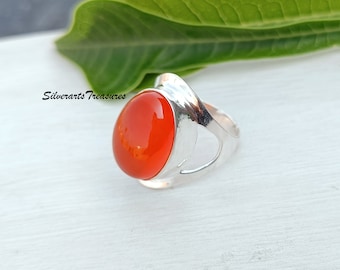 Carnelian 925 Sterling Silver Ring: Women's Gemstone Jewelry