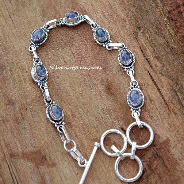 Tanzanite Bracelet, Handmade Bracelet,925 Sterling Silver,Gift For Her,Silver Bracelet,Unique Bracelet,Boho Bracelet, Beautiful Bracelet