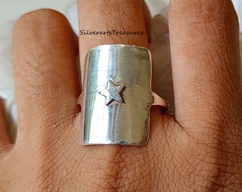Handmade Star Sterling Silver Band Ring: Women's Gift