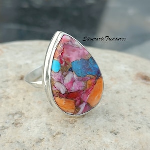 Pink Copper Turquoise Ring, 925 Silver Sterling Ring, Pink Turquoise Ring, Gemstone Ring, Statement Women Ring, Handmade Ring, Gift For Her