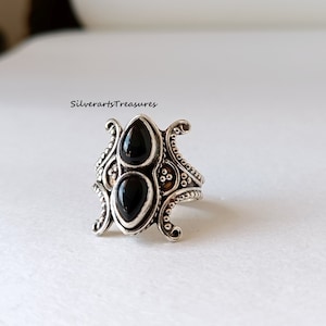 Black Onyx Ring, Handmade Ring, 925 Sterling Silver Ring, Black Onyx Designer Ring, Gift For Her, December Birthstone, Promise Ring