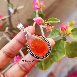 Handmade Baltic Amber Pendant: 925 Sterling Silver Gemstone
