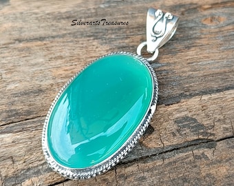 Handmade Aqua Chalcedony 925 Sterling Silver Pendant