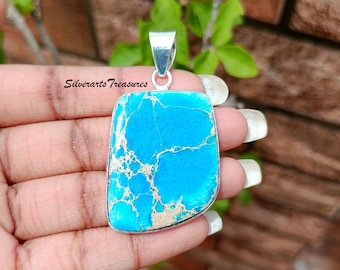Ciondolo artigianale in turchese del Mojave: gioiello in argento sterling 925
