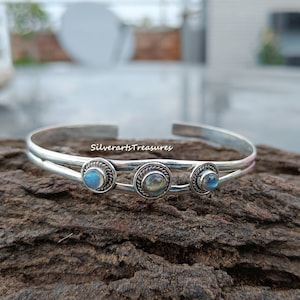 Labradorite Bangle, 925 Sterling Silver Bangle,Handmade Bangle, Beautiful Bangle, Gemstone Bangle, Women Bangle, Gift For Her, Unique Bangle