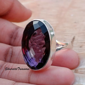 Handmade Sterling Silver Amethyst Ring: Boho Statement Jewelry