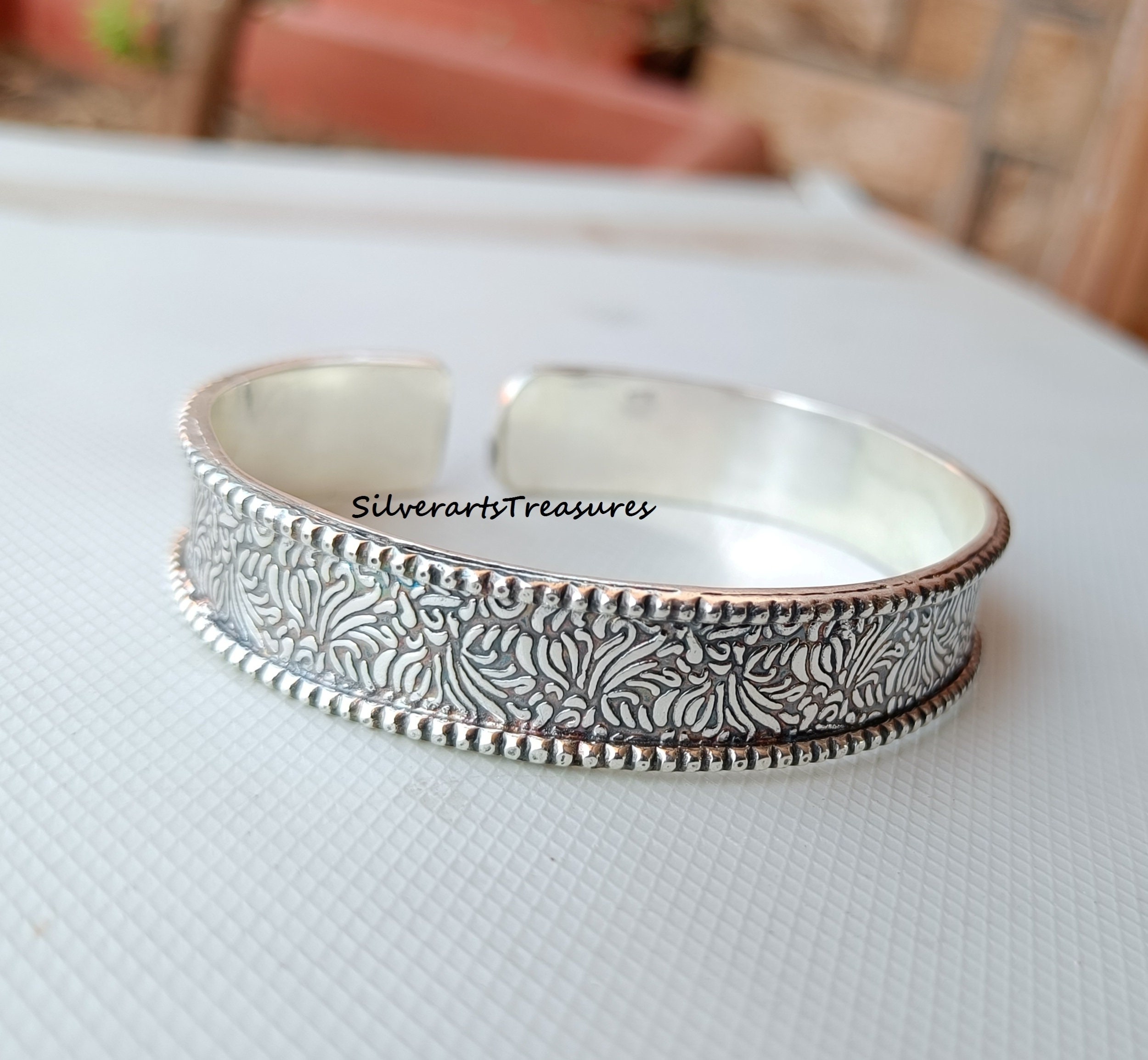 Hammered Sterling Silver Bangle: Handmade Designer Jewelry - Etsy