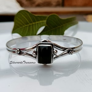 Black Onyx Bangle, 925 Sterling Silver, Handmade Bangle, Beautiful Bangle, Gemstone Bangle, Women Bangle, Gift For Her, Unique Bangle