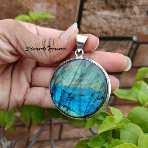 ラリマーペンダント：スターリングシルバーのマルチジェムストーン