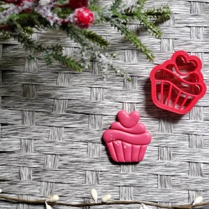 Heart Cupcake Shape Polymer Clay Cutters Set | Valentines Day Love Cupcake With Heart Clay Earring Cutters | Jewelry Making | Clay Tool