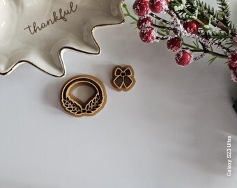 Christmas Wreath Polymer Clay Cutter, Winter cutter, Earring Cutter, Jewelry Making, Xmas Cutter, Bow Earring Cutter, Double Wall cutter