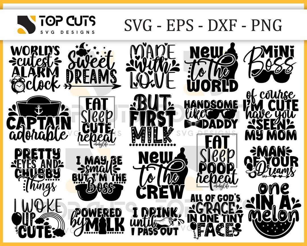 Baby Quotes SVG Bundle Baby SVG Designs for Onesie Newborn SVG Funny ...