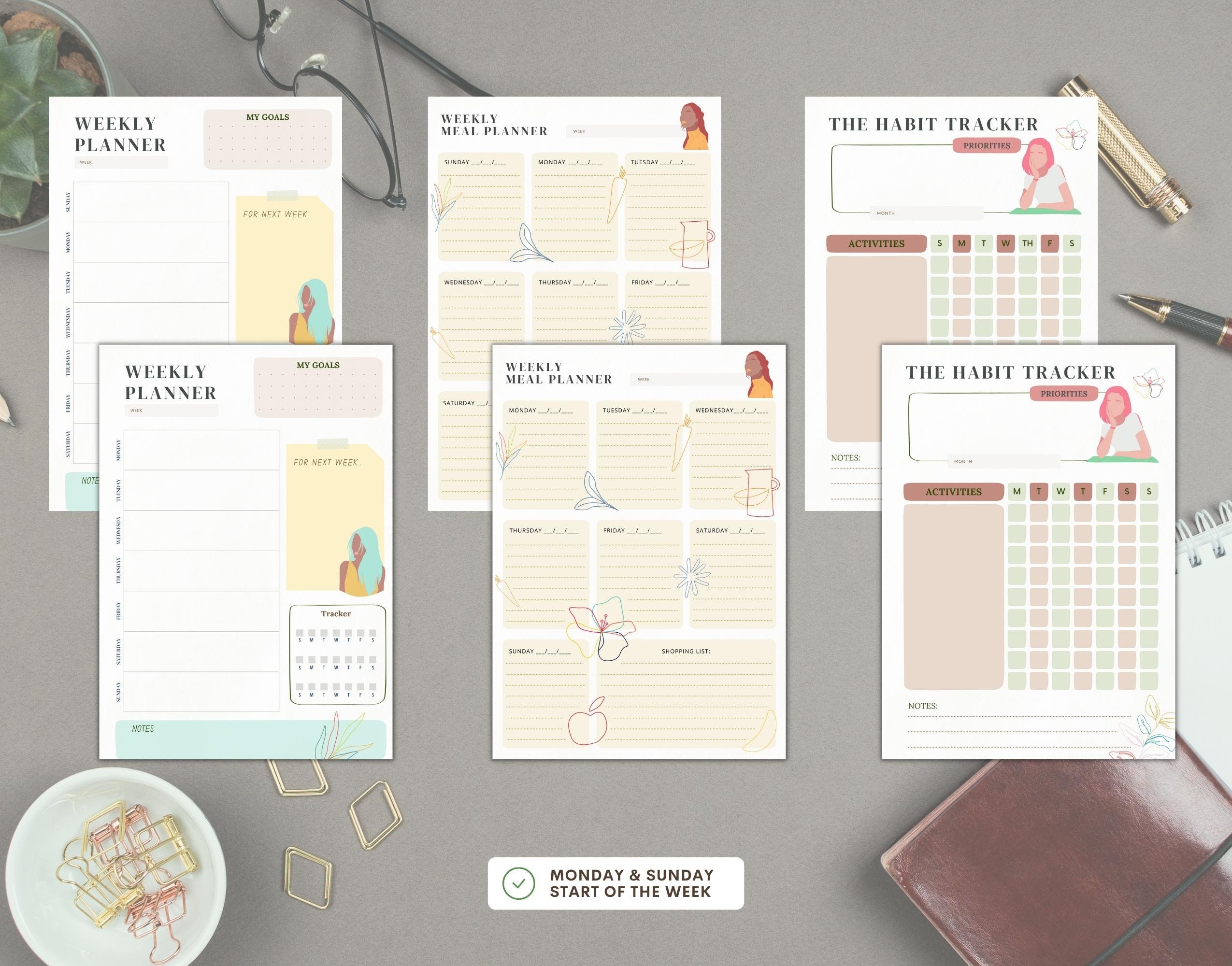 Girl Boss Planner Printable and Editable Bullet Journal Kit - Etsy