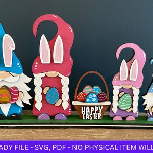 DIGITAL FILE, Easter Bunny Gnome SVG File, Easter Shelf Sitter Gnome Family svg, Easter eggs, Bunnies Gnome, Laser Cut File, Decor