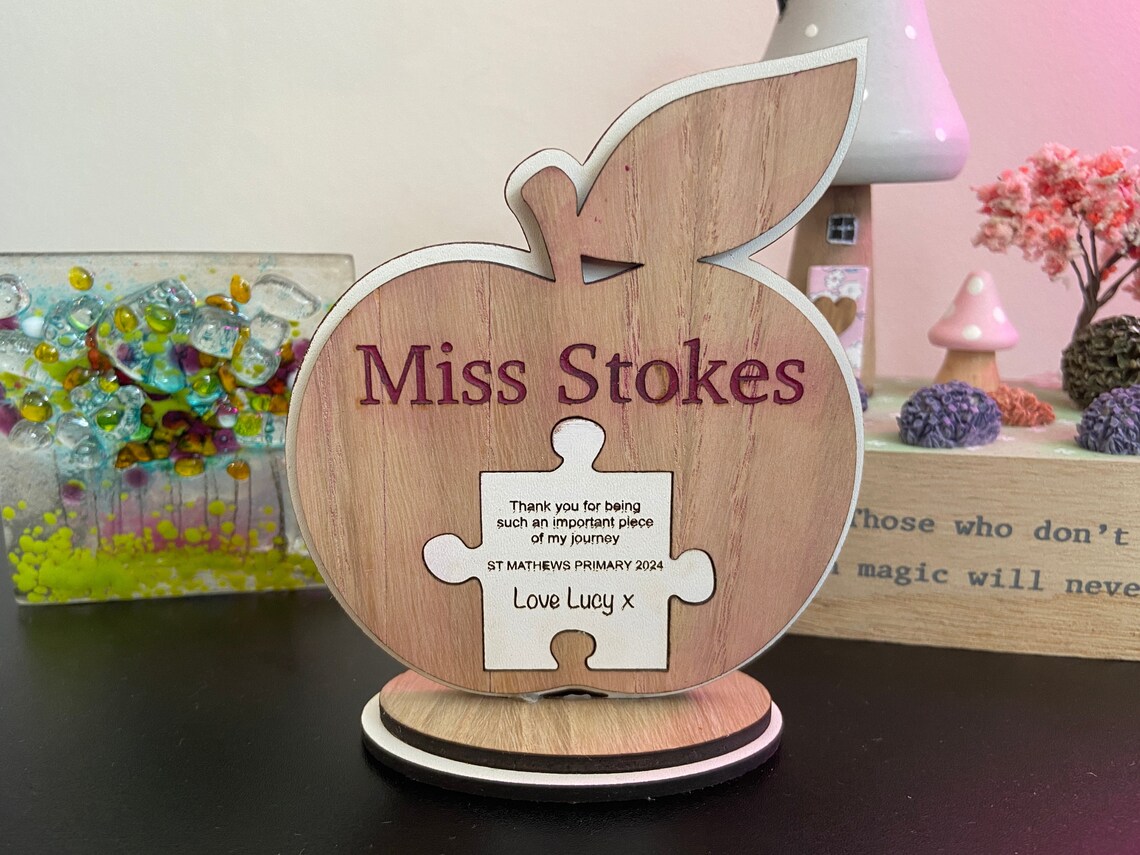 DIGITAL FILE, Teacher Appreciation Apple Puzzle Piece Sign - Laser SVG ...