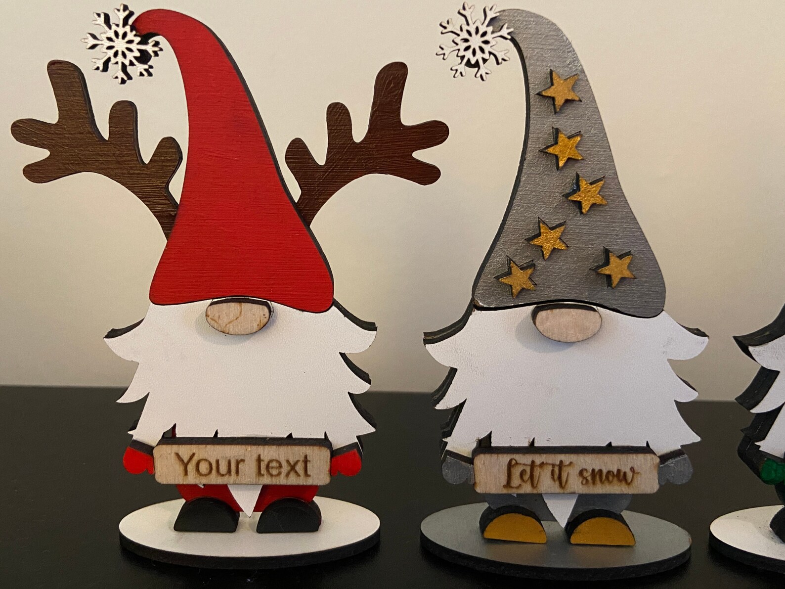 DIGITAL FILE, Set of 9 Christmas Gnomes Bundle With Stands, Personalised Names, Christmas Gnome