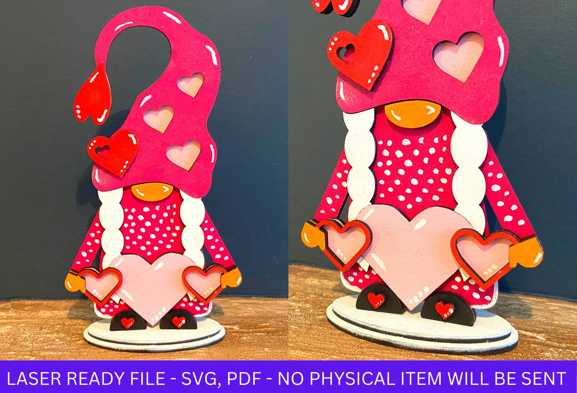 DIGITAL FILE, Valentine Standing Gnome Girl SVG File, Valentine's Day ...