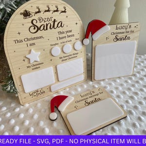 ARCHIVO DIGITAL, Tablero de cartas navideño SVG con texto "Querido Papá Noel", Archivo láser con mensaje y lista navideña para Papá Noel, Archivo de descarga digital, Accesorio para fotografía