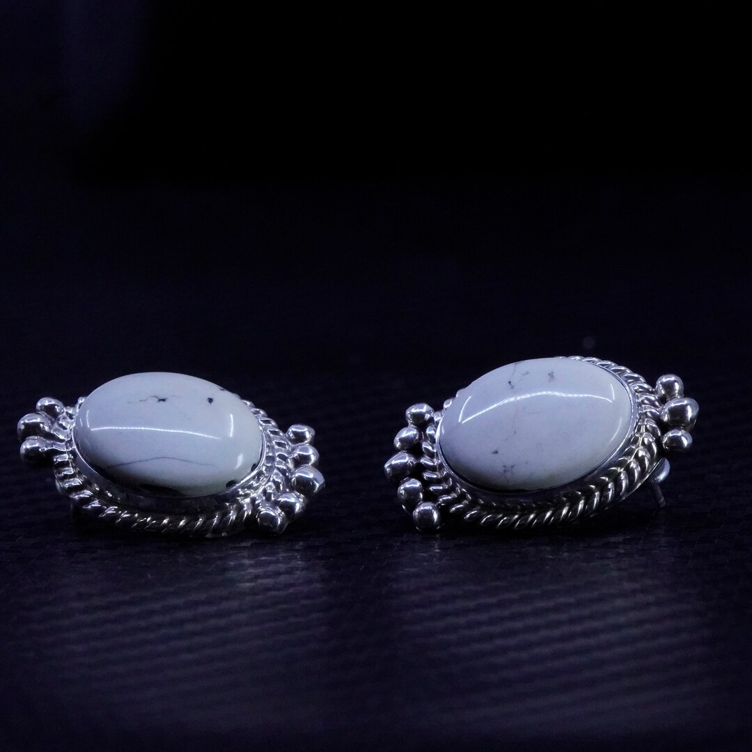 Native American Navajo Peggy Skeets Sterling Silver 925 Oval Studs ...