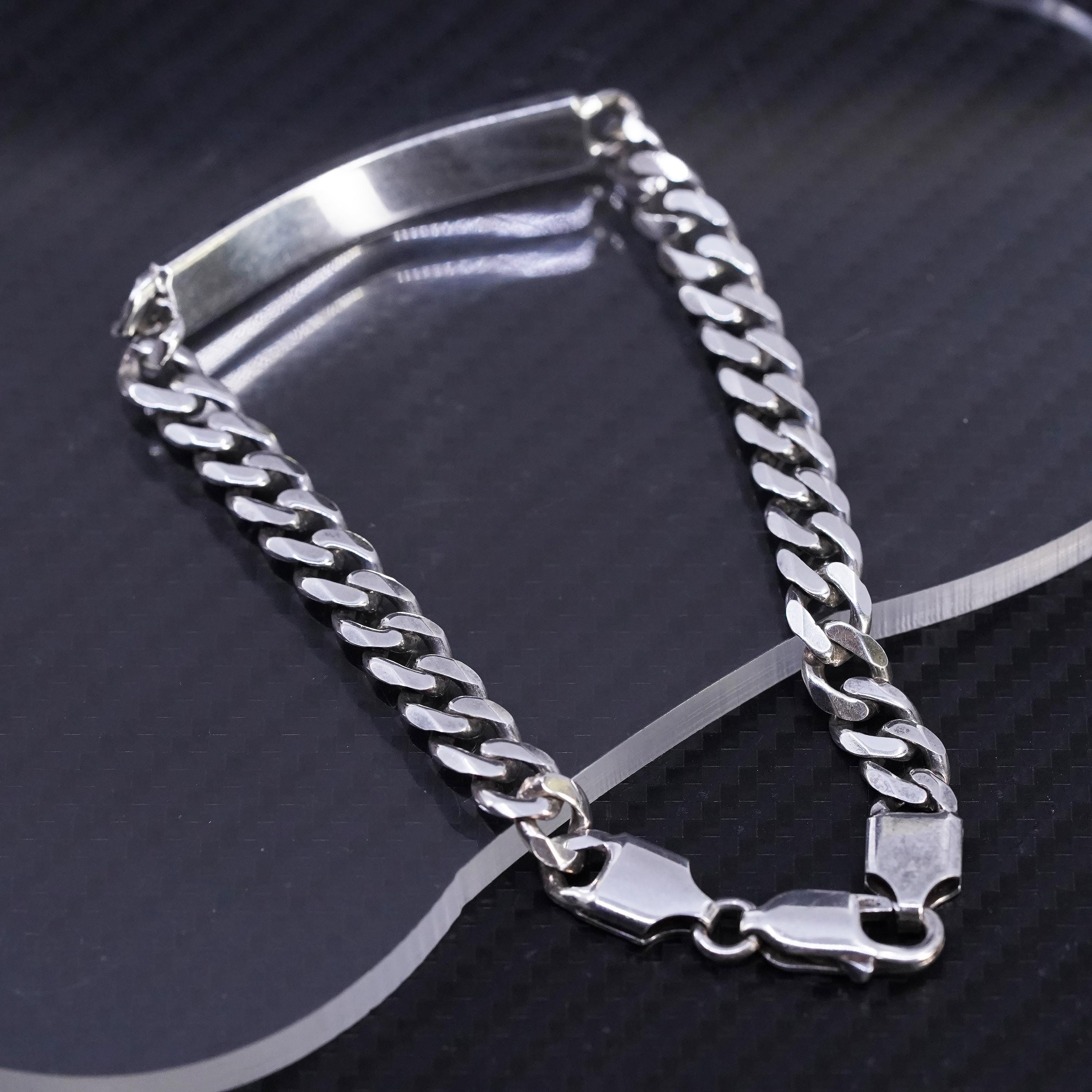 8.5” 7mm, Vintage Italian Sterling Silver 925 Handmade Curb Chain