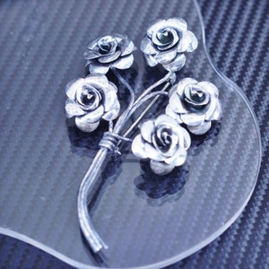 Vintage Lang sterling silver 925 handmade flower brooch, stamped sterling Lang