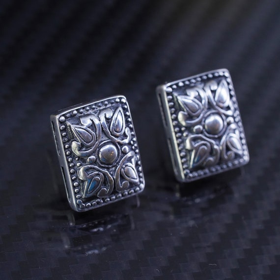 Vintage Sterling silver handmade earrings, 925 te… - image 4