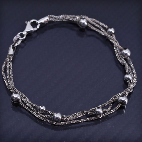 7.25”, Vintage Multi Strands Sterling Silver 925 Twisted Chain 
