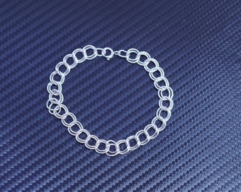 7.25” 8mm, Vintage Italy Sterling Silver 925 Double Curb Chain