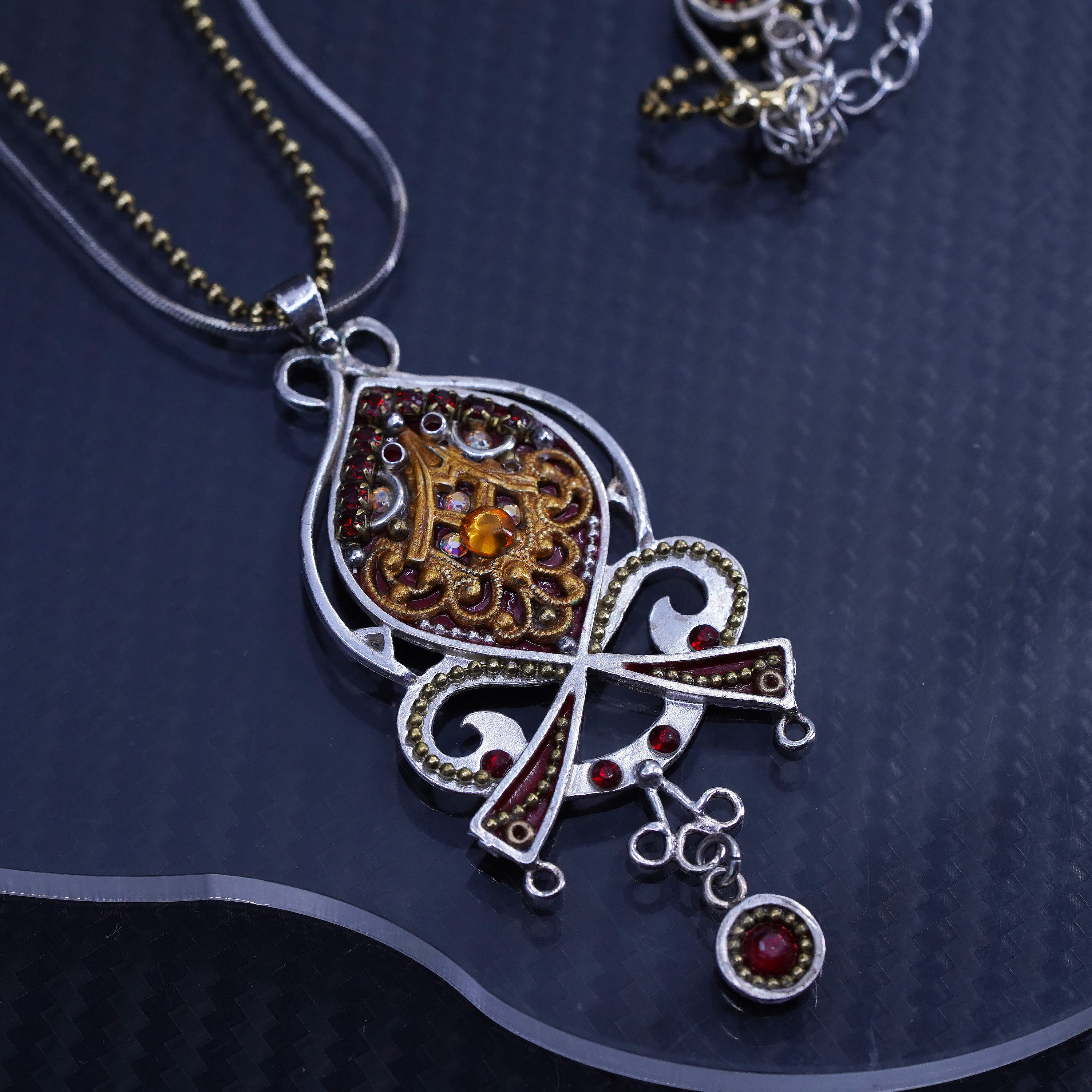 17+4インチ、ヴィンテージツートンスターリングシルバー925ビーズ