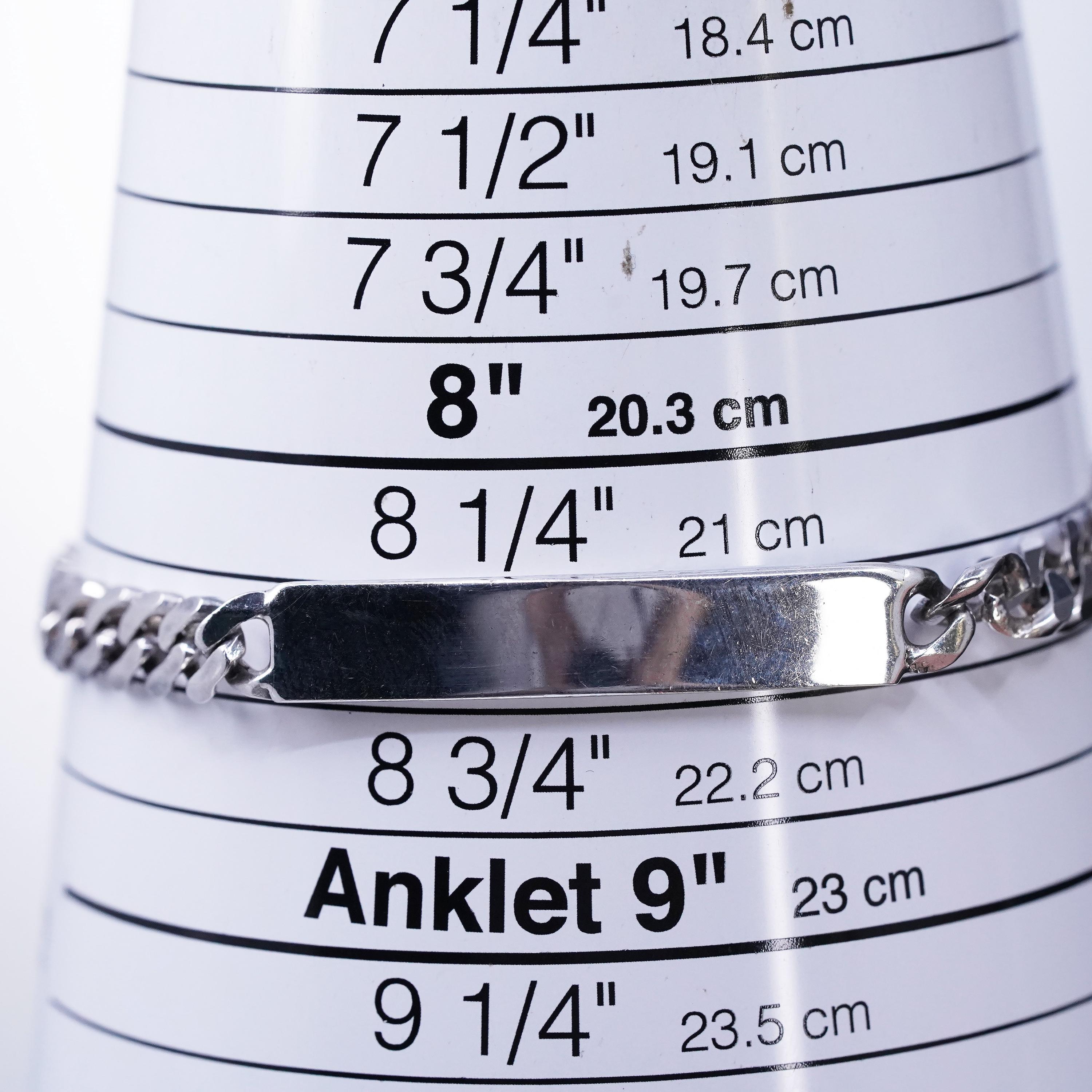 8.5” 7mm, Vintage Italian Sterling Silver 925 Handmade Curb Chain