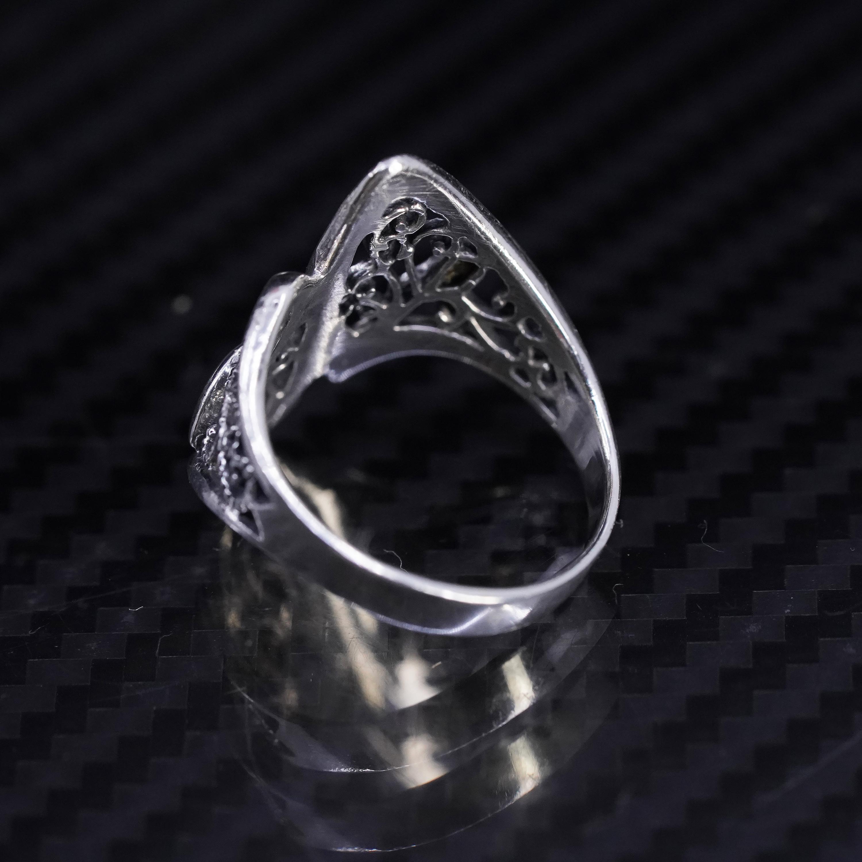 Size 6, Vintage Sterling Silver Handmade Ring, 925 Filigree Wavy