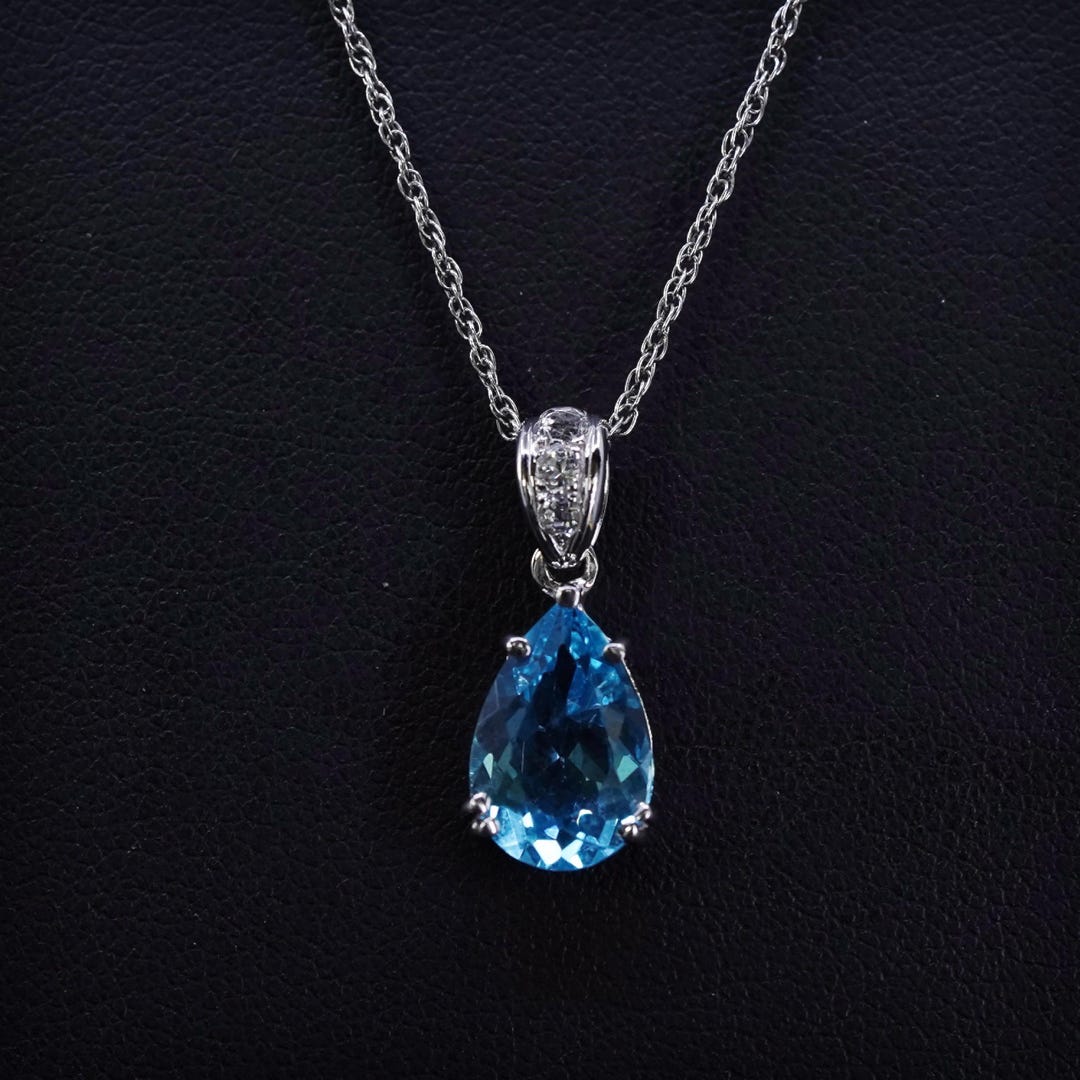Pendentif Argent Sterling 925 Avec Topaze Bleue Suisse - Fait Main En Inde - Neuf Sans Emballage