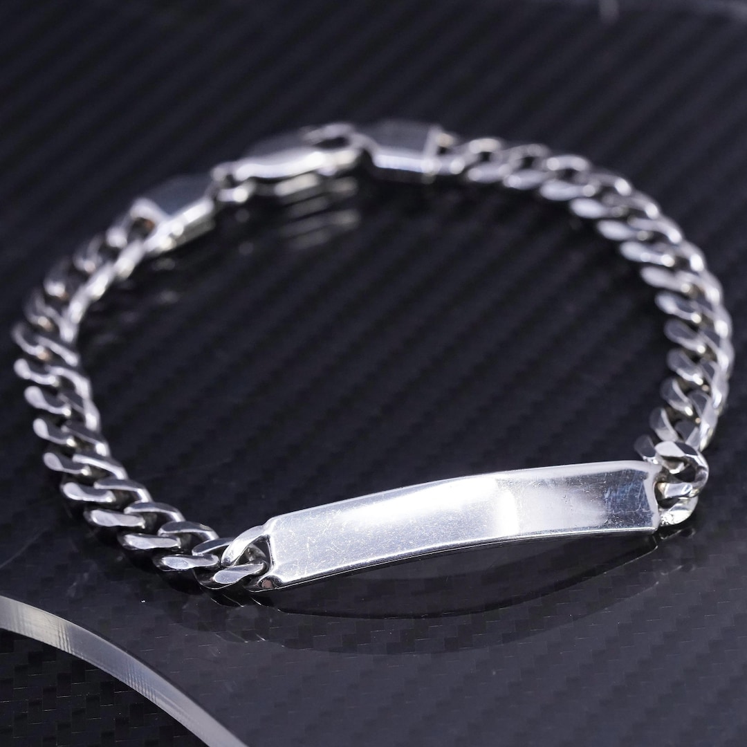 8.5” 7mm, Vintage Italian Sterling Silver 925 Handmade Curb Chain