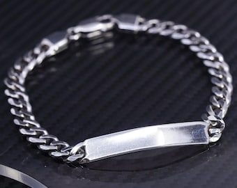 8.5” 7mm, Vintage Italian Sterling Silver 925 Handmade Curb Chain