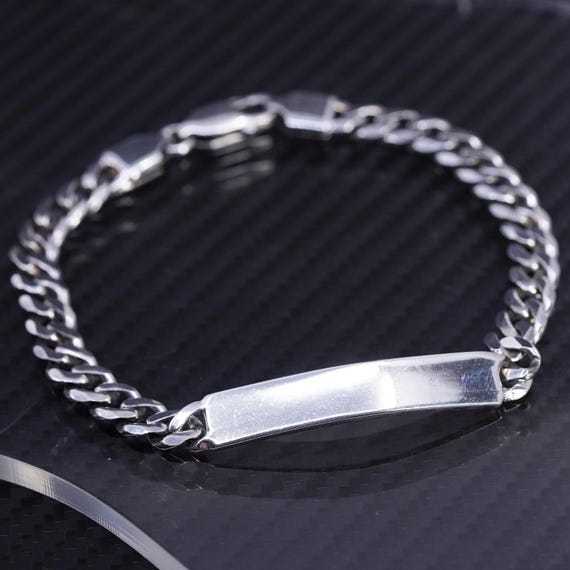 8.5” 7mm, Vintage Italian Sterling Silver 925 Handmade Curb Chain