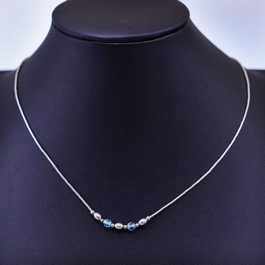 16”, Native American Sterling 925 Liquid Silver Chain Necklace With ...
