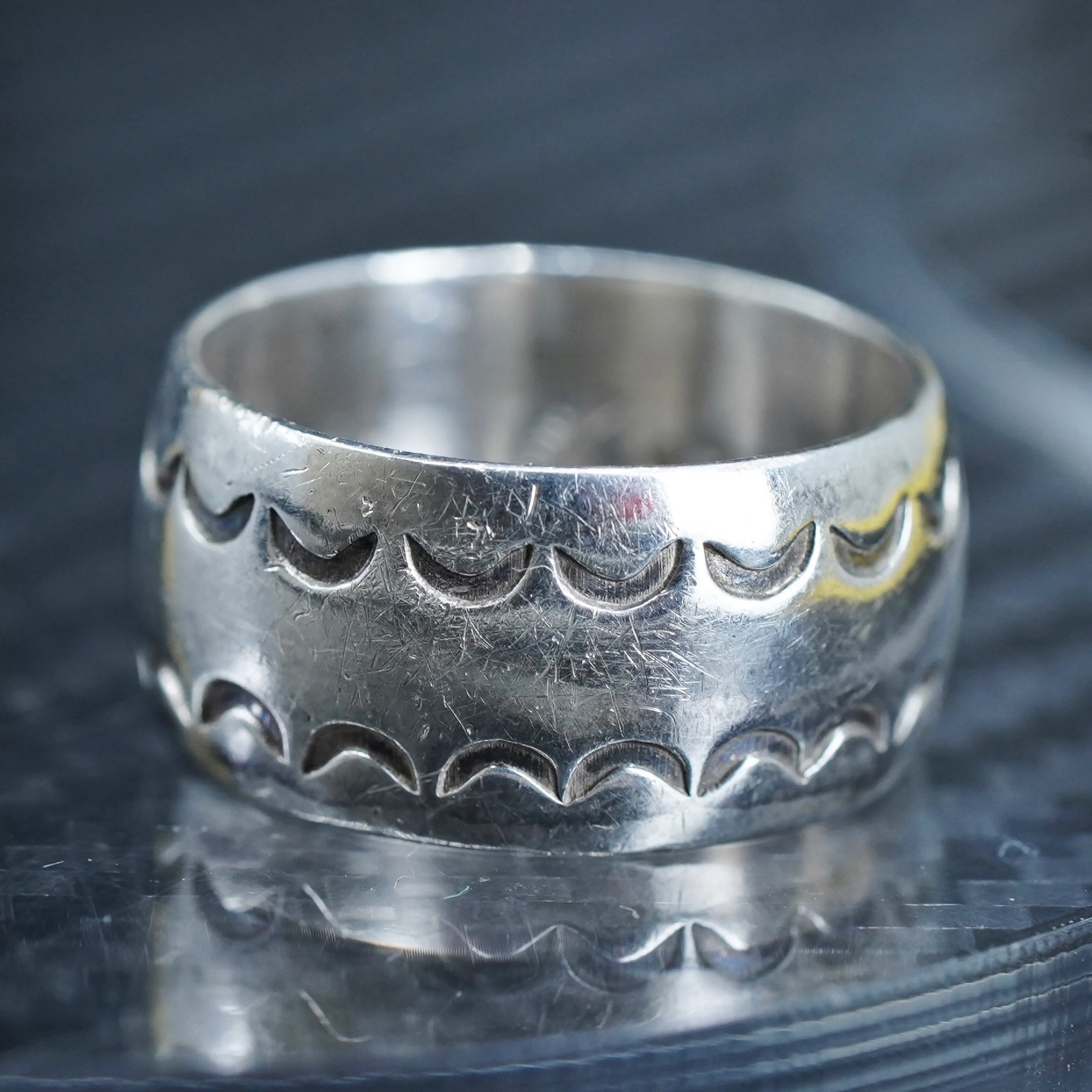 Size 5.5, Native American Hopi Loren Phillips Sterling Silver 925
