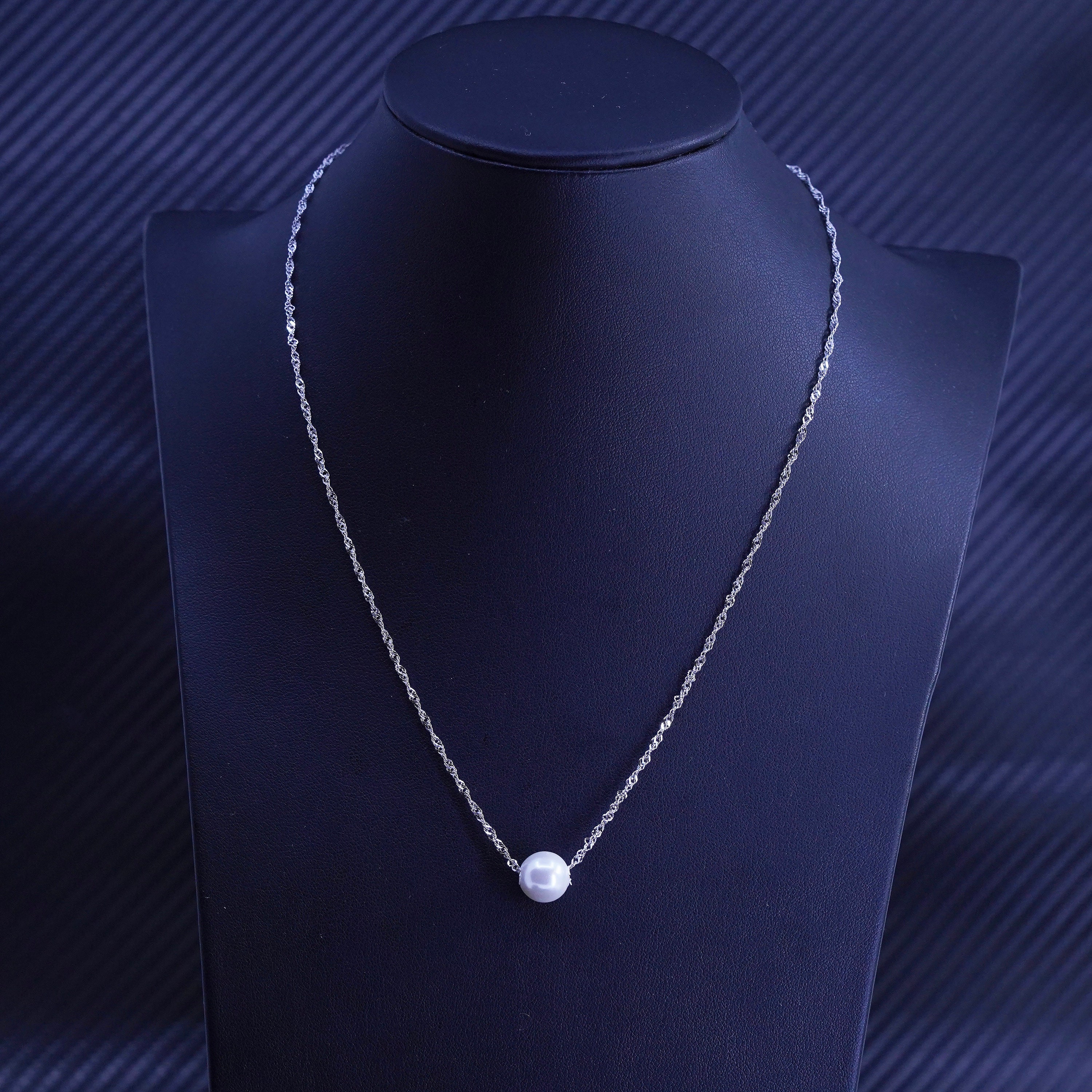 18” 1.6mm, Vintage Sterling Silver 925 Twisted Curb Chain